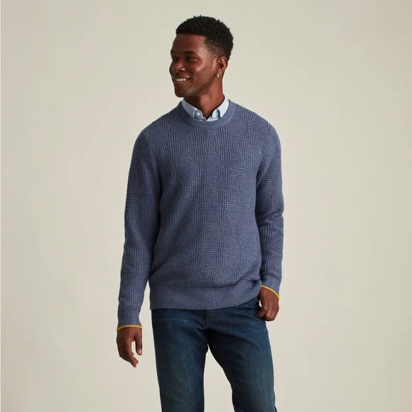 BONOBOS Diamond Stitch Crew Neck Sweater Wool Alpaca Size XS BLUE - Picture 4 of 9